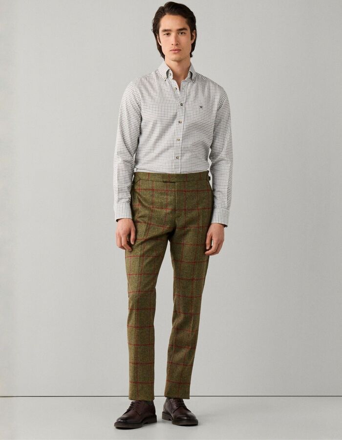 Tailored Fit geruit flanellen hemd hunter green