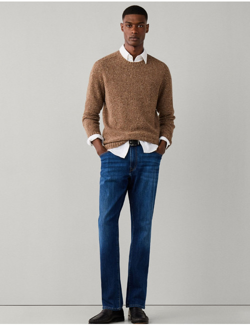 Merino Wool Donegal trui met ronde hals tetley beige
