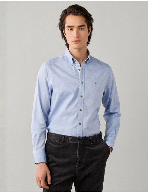 Tailored Fit flanellen hemd met contrastdetails light blue