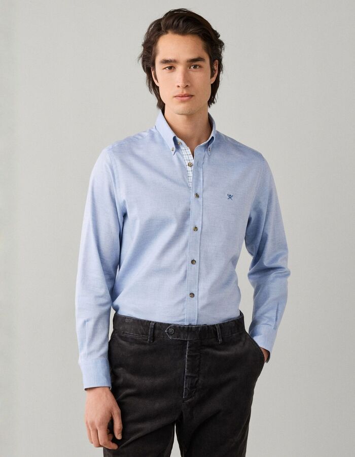 Tailored Fit flanellen hemd met contrastdetails light blue