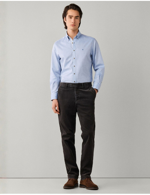 Tailored Fit flanellen hemd met contrastdetails light blue
