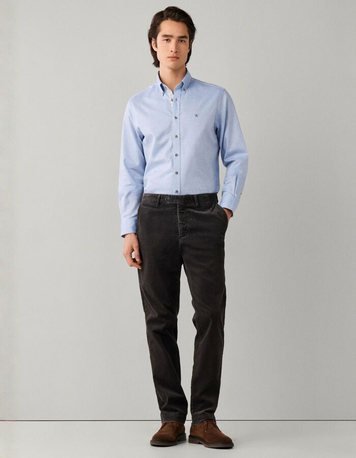 Tailored Fit flanellen hemd met contrastdetails light blue