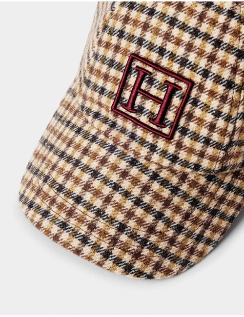 Country baseballpet met ruitmotief oxblood red