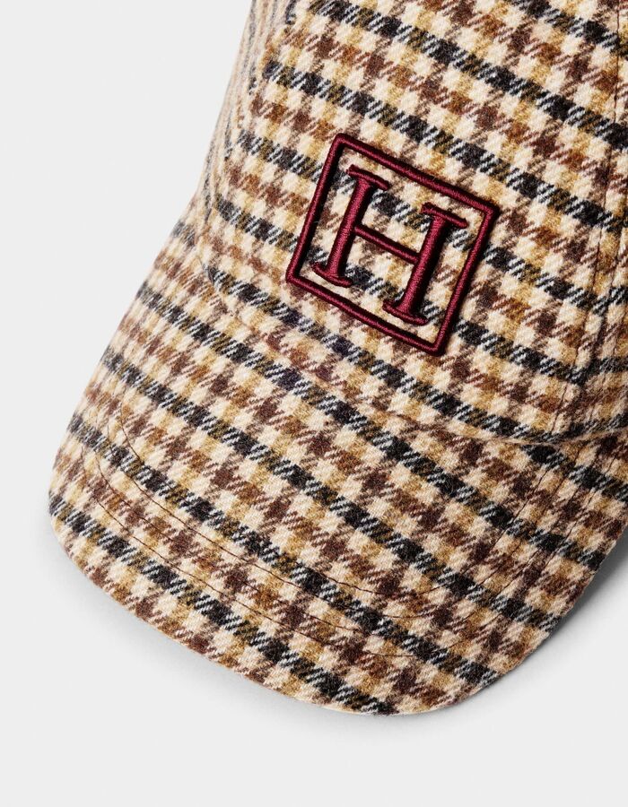 Country baseballpet met ruitmotief oxblood red