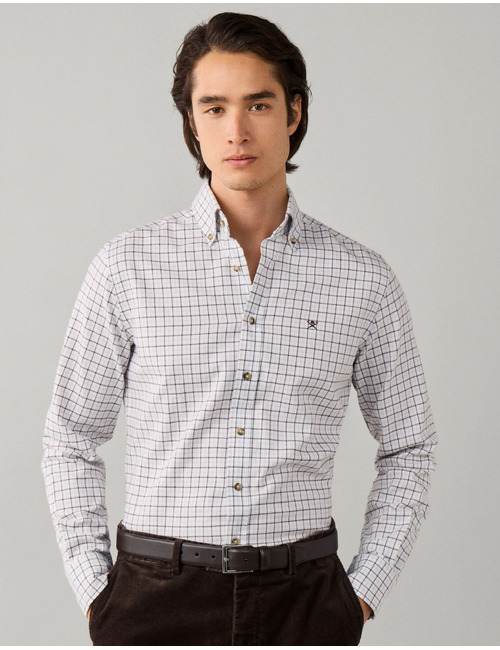 Tailored Fit geruit flanellen hemd ebony brown