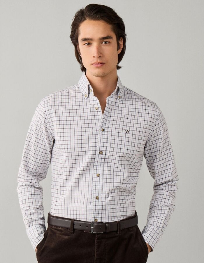 Tailored Fit geruit flanellen hemd ebony brown