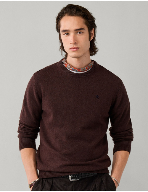 Lambswool Crew Neck trui met ronde hals ebony brown