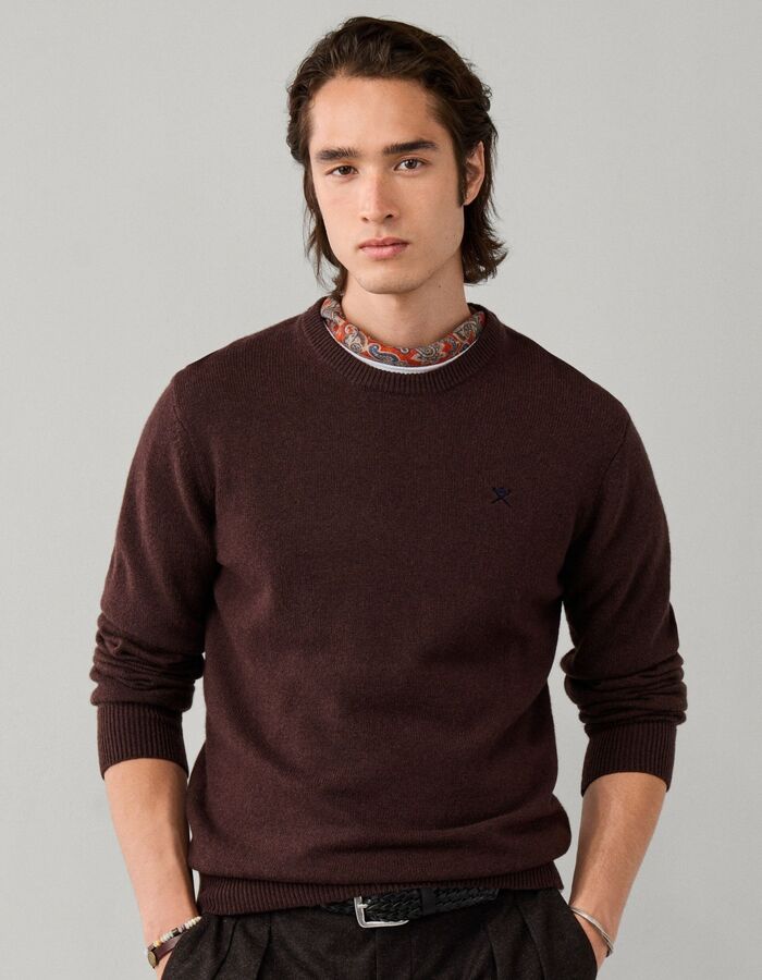 Lambswool Crew Neck trui met ronde hals ebony brown