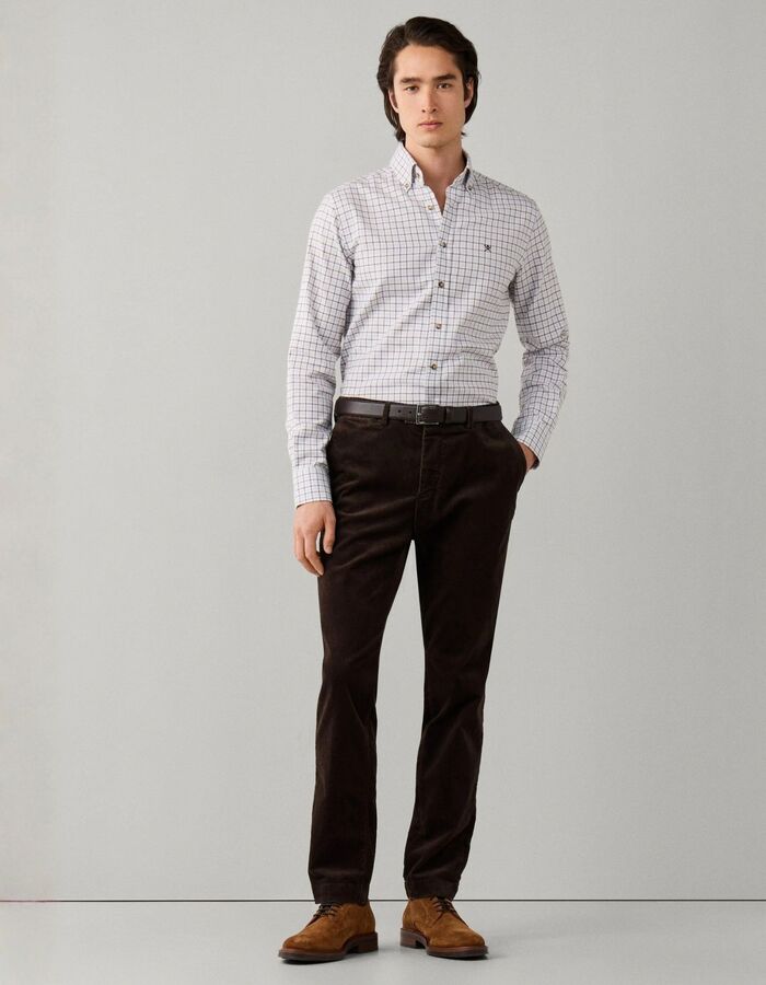 Tailored Fit geruit flanellen hemd ebony brown
