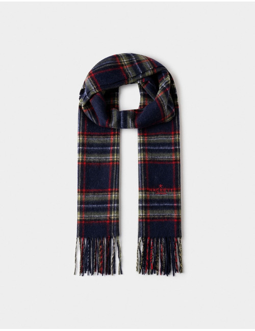 Wool-Cashmere Branded Plaid sjaal hunter green