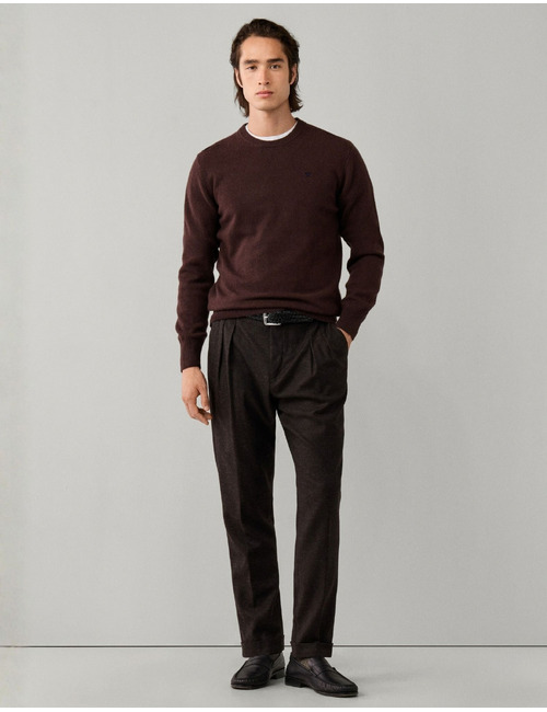 Lambswool Crew Neck trui met ronde hals ebony brown