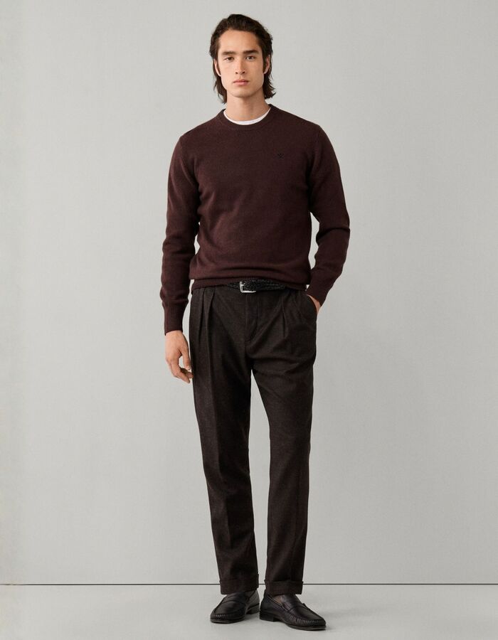 Lambswool Crew Neck trui met ronde hals ebony brown