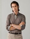 Tailored Fit flanellen hemd met contrastdetails putty beige