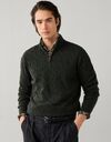Lambswool Cable Knit trui met kwart rits hunter green