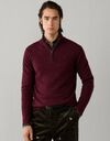 Lambswool trui met kwart rits oxblood red