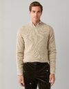 Merino Wool Donegal trui met ronde hals cream white