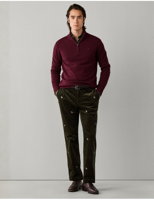 Lambswool trui met kwart rits oxblood red