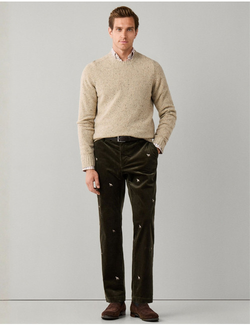 Merino Wool Donegal trui met ronde hals cream white