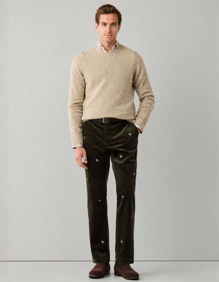 Merino Wool Donegal trui met ronde hals cream white