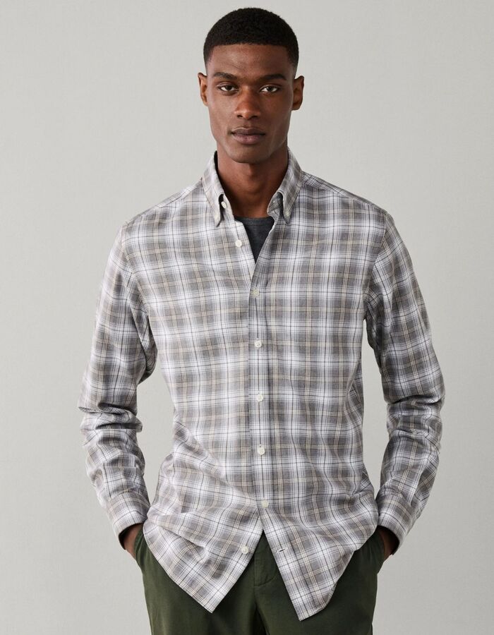 Tailored Fit Plaid Check flanellen hemd ash grey