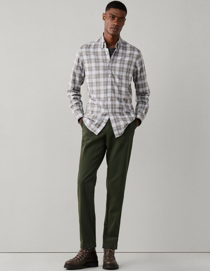 Tailored Fit Plaid Check flanellen hemd ash grey