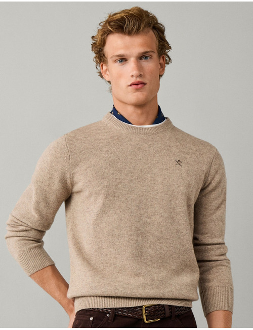Lambswool Crew Neck trui met ronde hals cream white