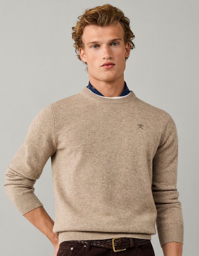Lambswool Crew Neck trui met ronde hals cream white