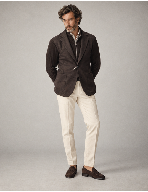 Blazer met gebreide mouwen bordeauxbruin