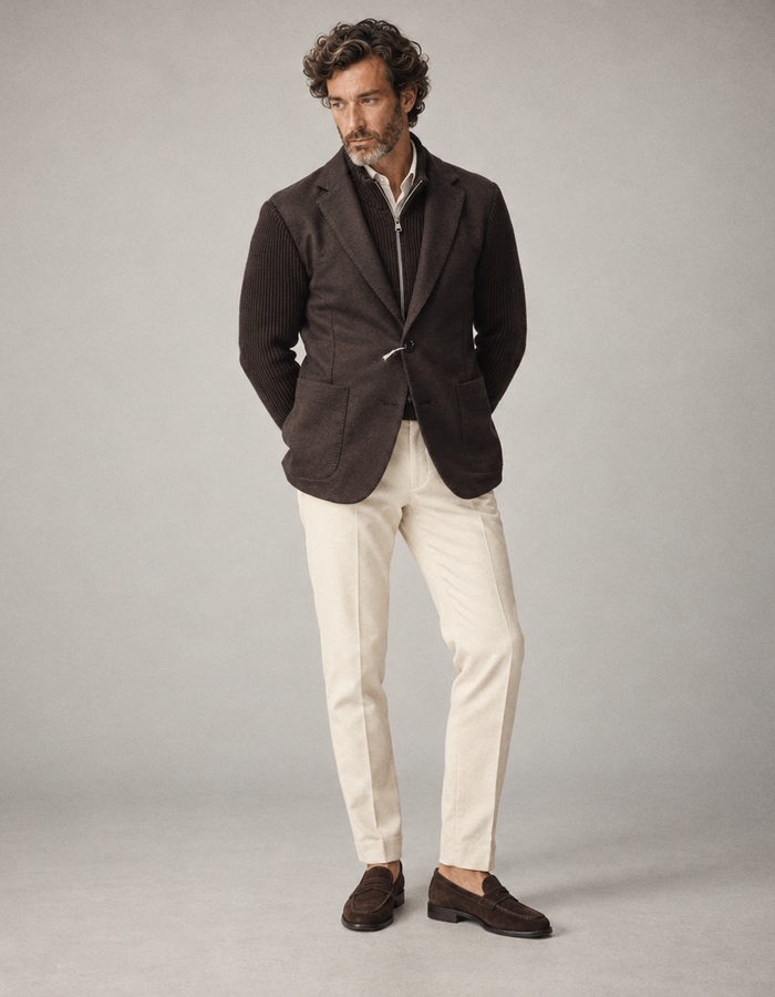 Blazer met gebreide mouwen bordeauxbruin