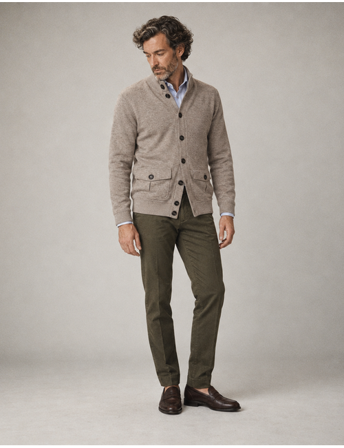 Bart cardigan met klepzakken beige