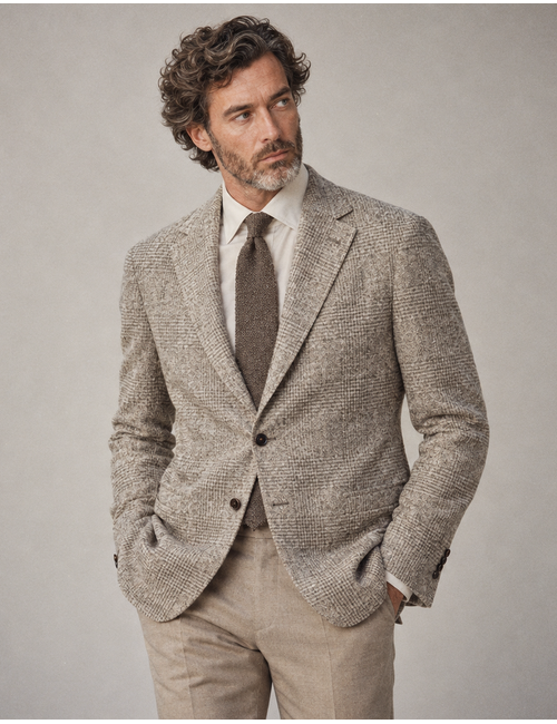 Modern Fit blazer met ruitmotief beige