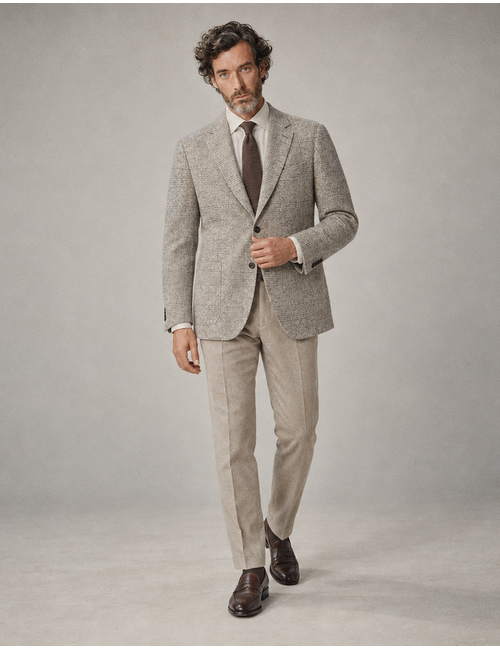 Modern Fit blazer met ruitmotief beige