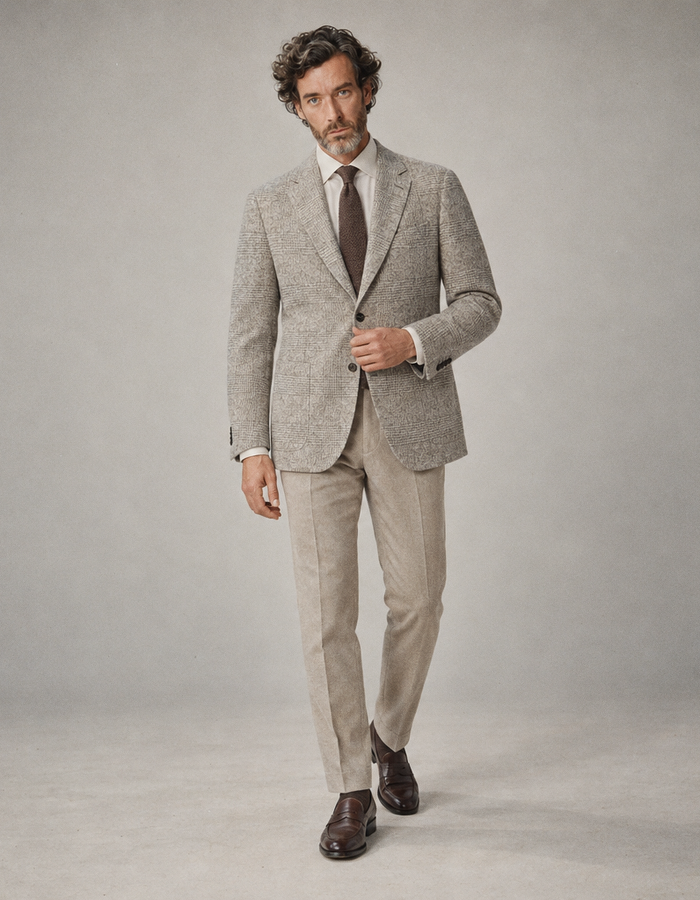 Modern Fit blazer met ruitmotief beige