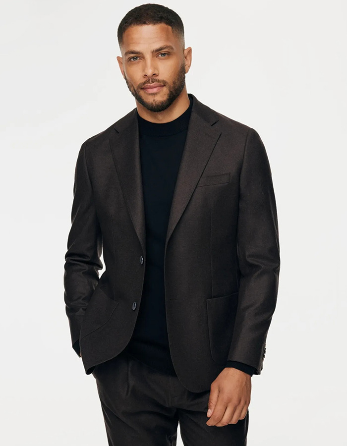 Lombardi blazer van scheerwol donkerbruin