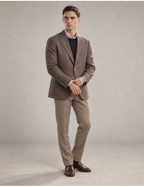 Biagio wollen blazer met pied-de-poule in bruin