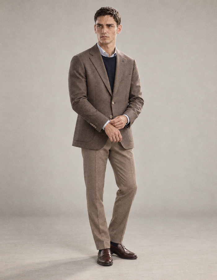 Biagio wollen blazer met pied-de-poule in bruin