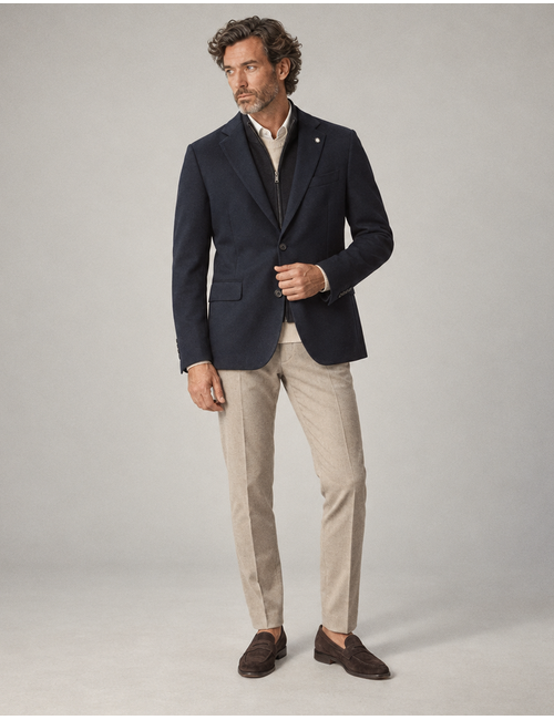 Modern Fit gebreide blazer donkerblauw