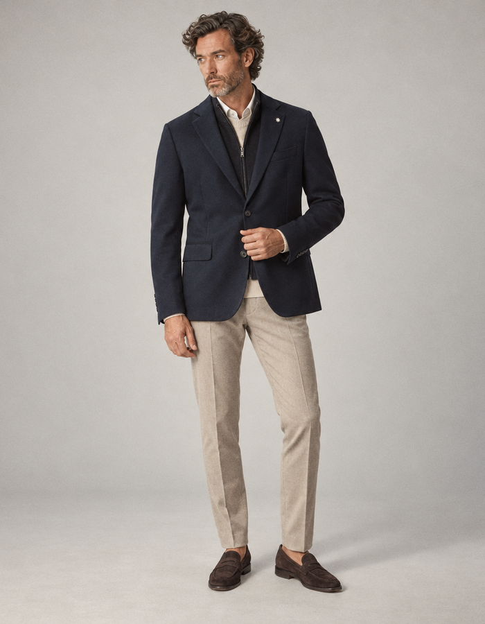 Modern Fit gebreide blazer donkerblauw