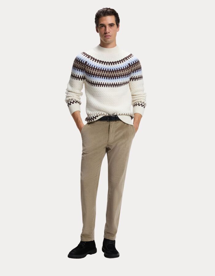 C-Fiotto trui van scheerwol met Fair Isle-patroon naturel