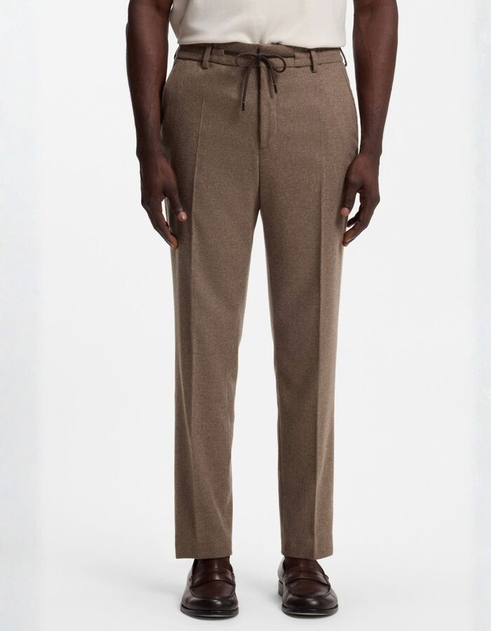 P-Perin-RDS-WG-264 tapered-fit broek met stretch bruin