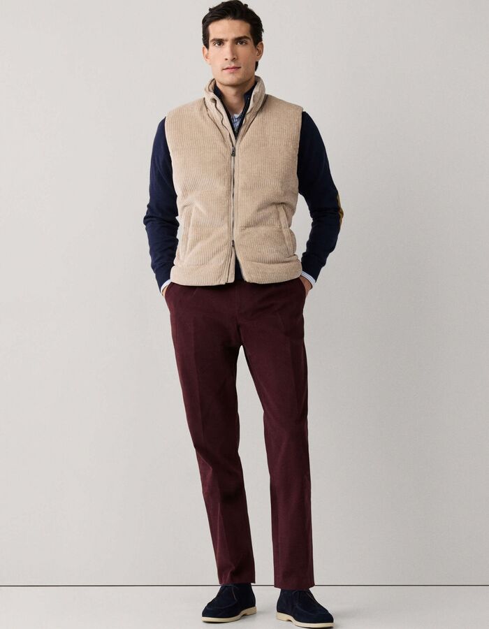 Gewatteerde corduroy gilet lichtbeige