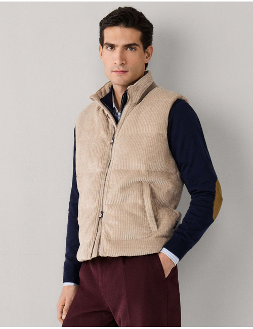 Gewatteerde corduroy gilet lichtbeige