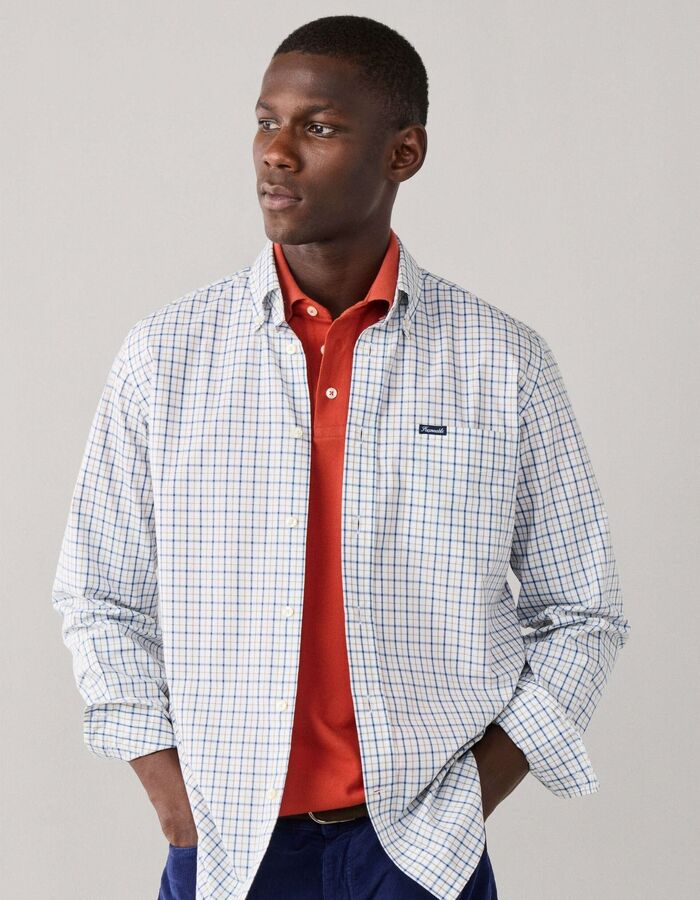 Regular fit poplin hemd met ruitmotief reed