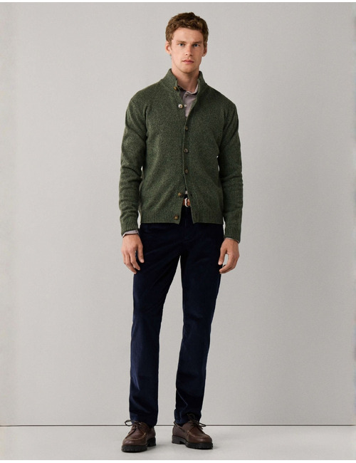 Lamswollen cardigan met hoge kraag groen