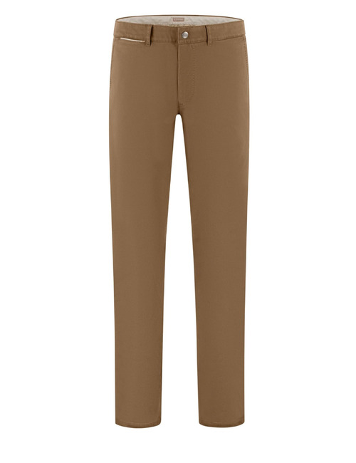Comfort fit broek met stretch donkerbeige
