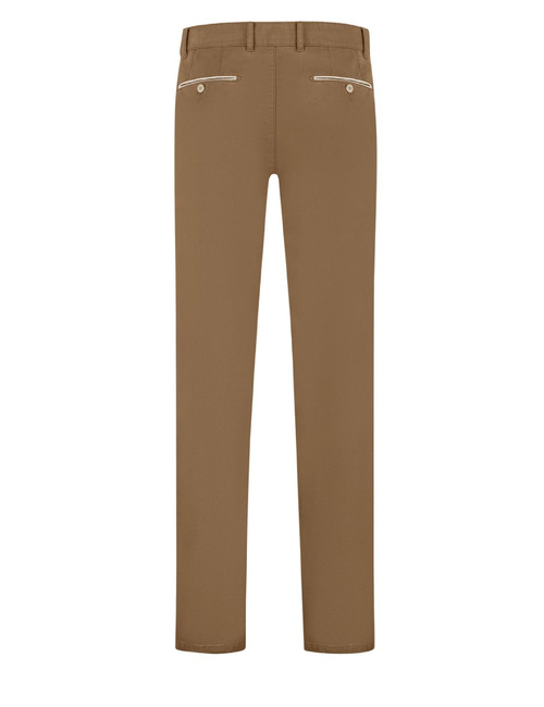 Comfort fit broek met stretch donkerbeige