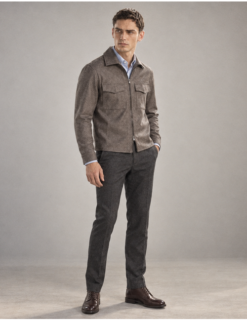 Pisa overshirt in wol-kasjmiermix taupe