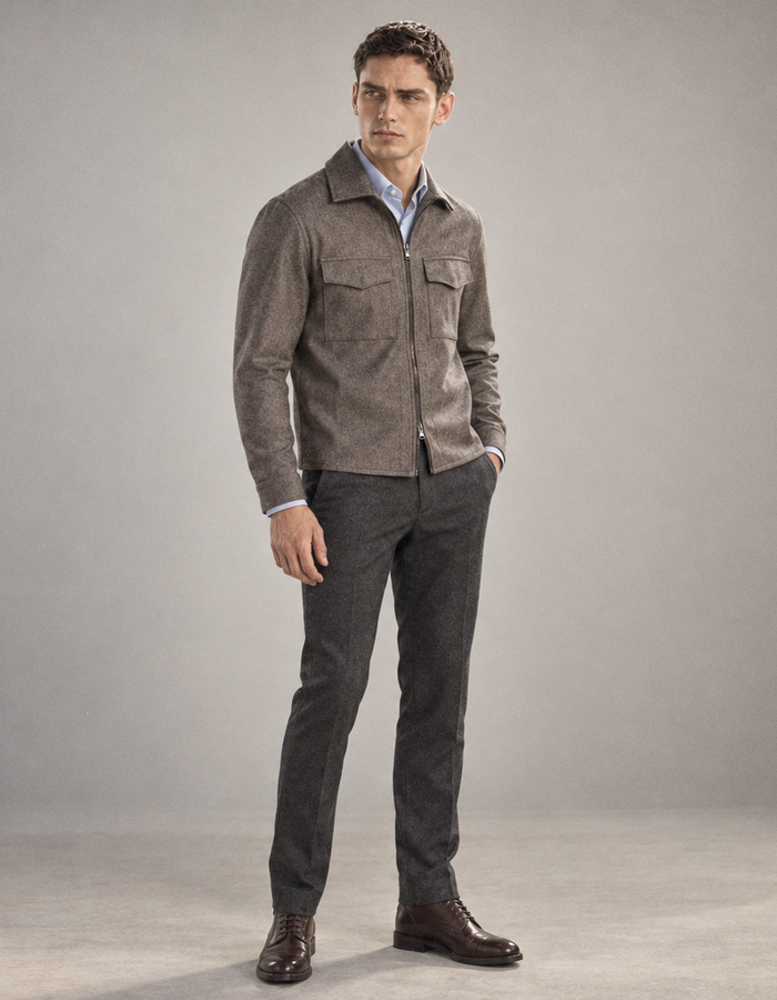 Pisa overshirt in wol-kasjmiermix taupe
