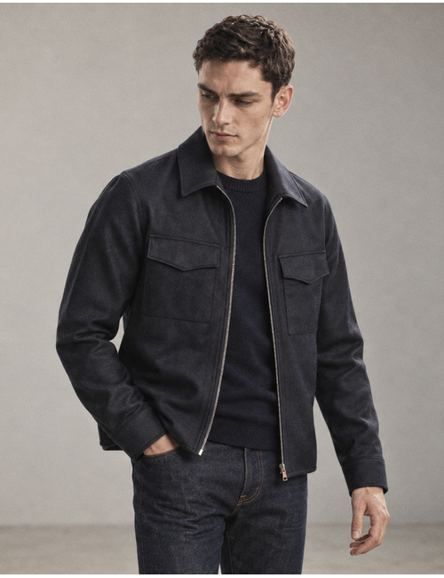 Pisa overshirt in wol-kasjmiermix navy