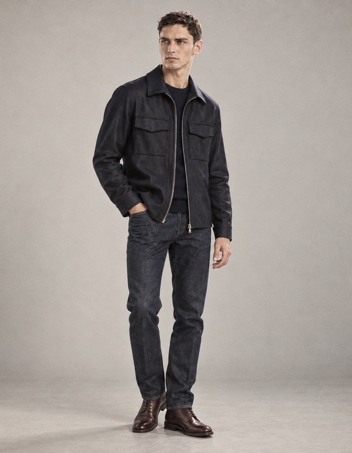 Pisa overshirt in wol-kasjmiermix navy